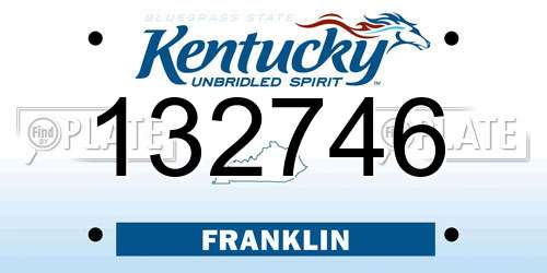 132746 Kentucky License Plate