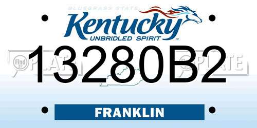 13280B2 Kentucky License Plate