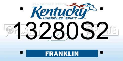 13280S2 Kentucky License Plate