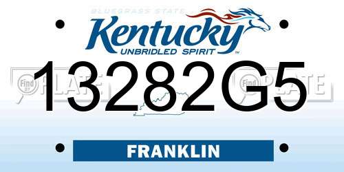 13282G5 Kentucky License Plate