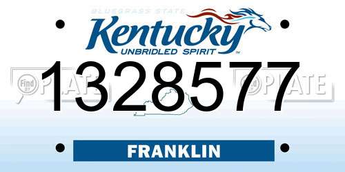 1328577 Kentucky License Plate