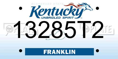 13285T2 Kentucky License Plate