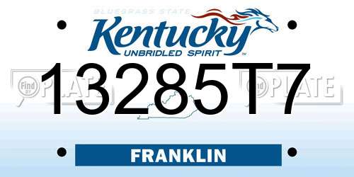 13285T7 Kentucky License Plate