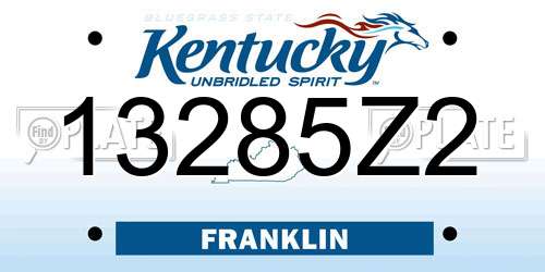13285Z2 Kentucky License Plate