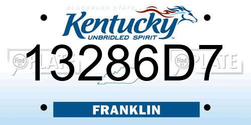 13286D7 Kentucky License Plate