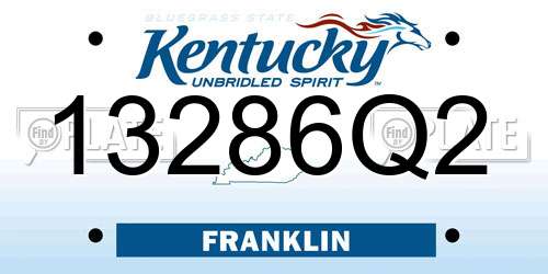 13286Q2 Kentucky License Plate