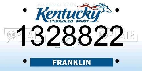 1328822 Kentucky License Plate
