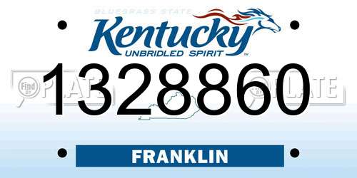 1328860 Kentucky License Plate