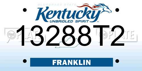 13288T2 Kentucky License Plate