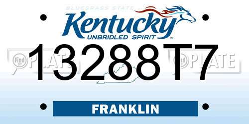 13288T7 Kentucky License Plate