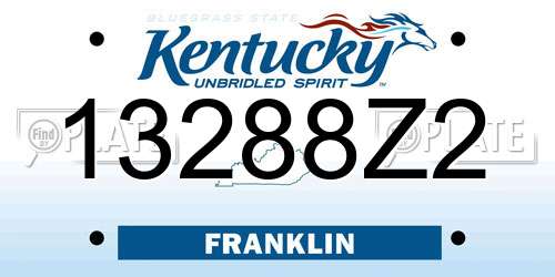 13288Z2 Kentucky License Plate