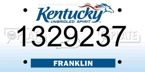 1329237 Kentucky License Plate