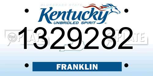 1329282 Kentucky License Plate