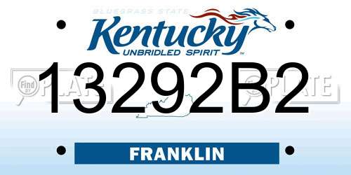 13292B2 Kentucky License Plate