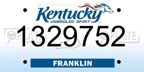 1329752 Kentucky License Plate