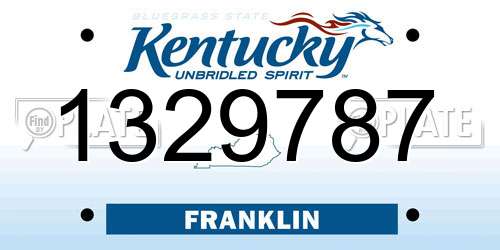 1329787 Kentucky License Plate