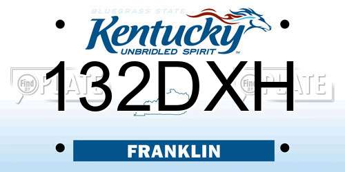 132DXH Kentucky License Plate