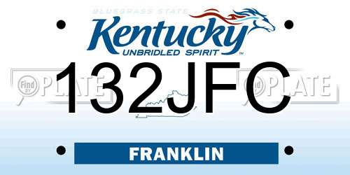 132JFC Kentucky License Plate