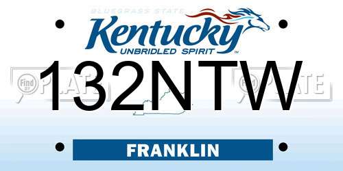 132NTW Kentucky License Plate