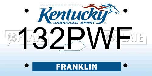 132PWF Kentucky License Plate