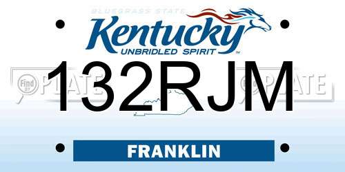 132RJM Kentucky License Plate