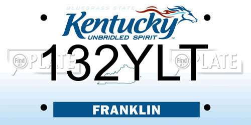 132YLT Kentucky License Plate