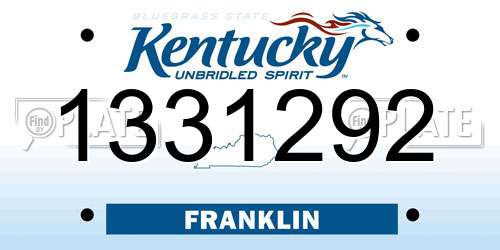 1331292 Kentucky License Plate