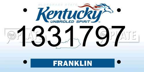 1331797 Kentucky License Plate