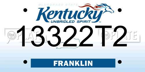 13322T2 Kentucky License Plate