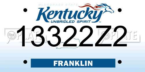 13322Z2 Kentucky License Plate