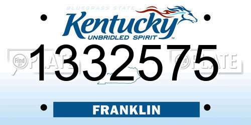 1332575 Kentucky License Plate