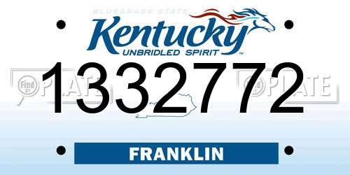 1332772 Kentucky License Plate