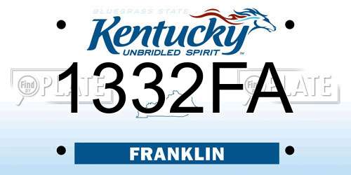 1332FA Kentucky License Plate
