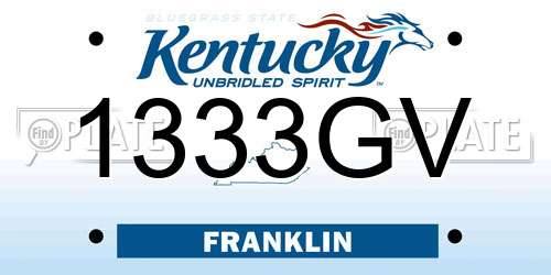 1333GV Kentucky License Plate