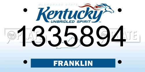 1335894 Kentucky License Plate
