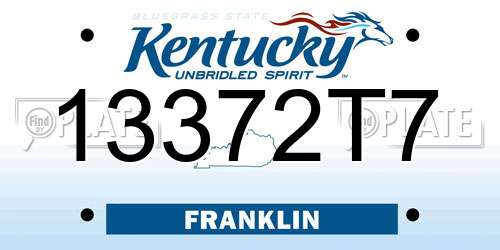 13372T7 Kentucky License Plate