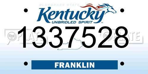 1337528 Kentucky License Plate
