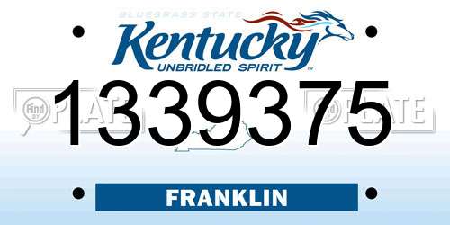 1339375 Kentucky License Plate