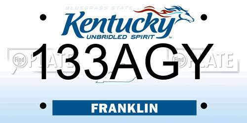 133AGY Kentucky License Plate