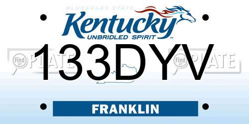133DYV Kentucky License Plate