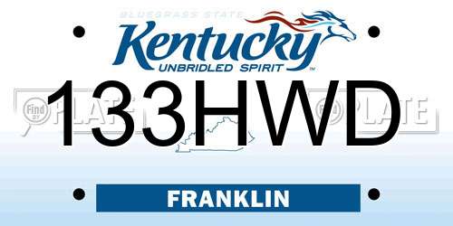 133HWD Kentucky License Plate