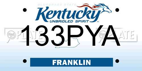 133PYA Kentucky License Plate