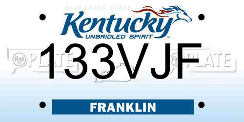 133VJF Kentucky License Plate