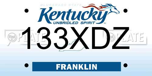 133XDZ Kentucky License Plate