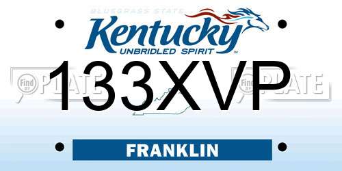 133XVP Kentucky License Plate