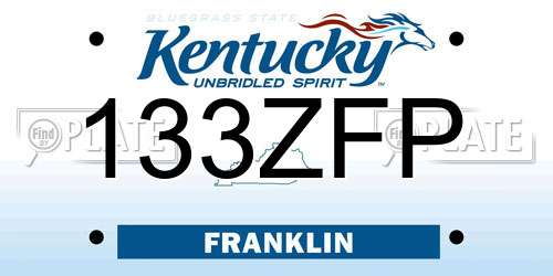 133ZFP Kentucky License Plate