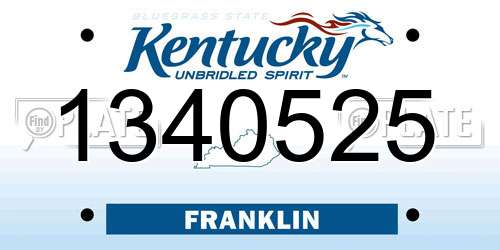 1340525 Kentucky License Plate