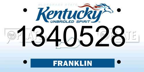 1340528 Kentucky License Plate