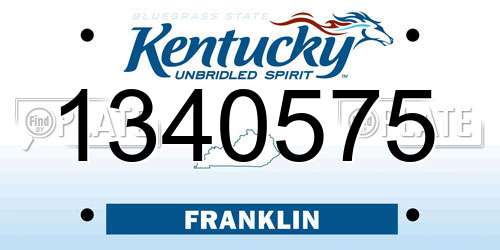 1340575 Kentucky License Plate