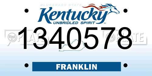 1340578 Kentucky License Plate